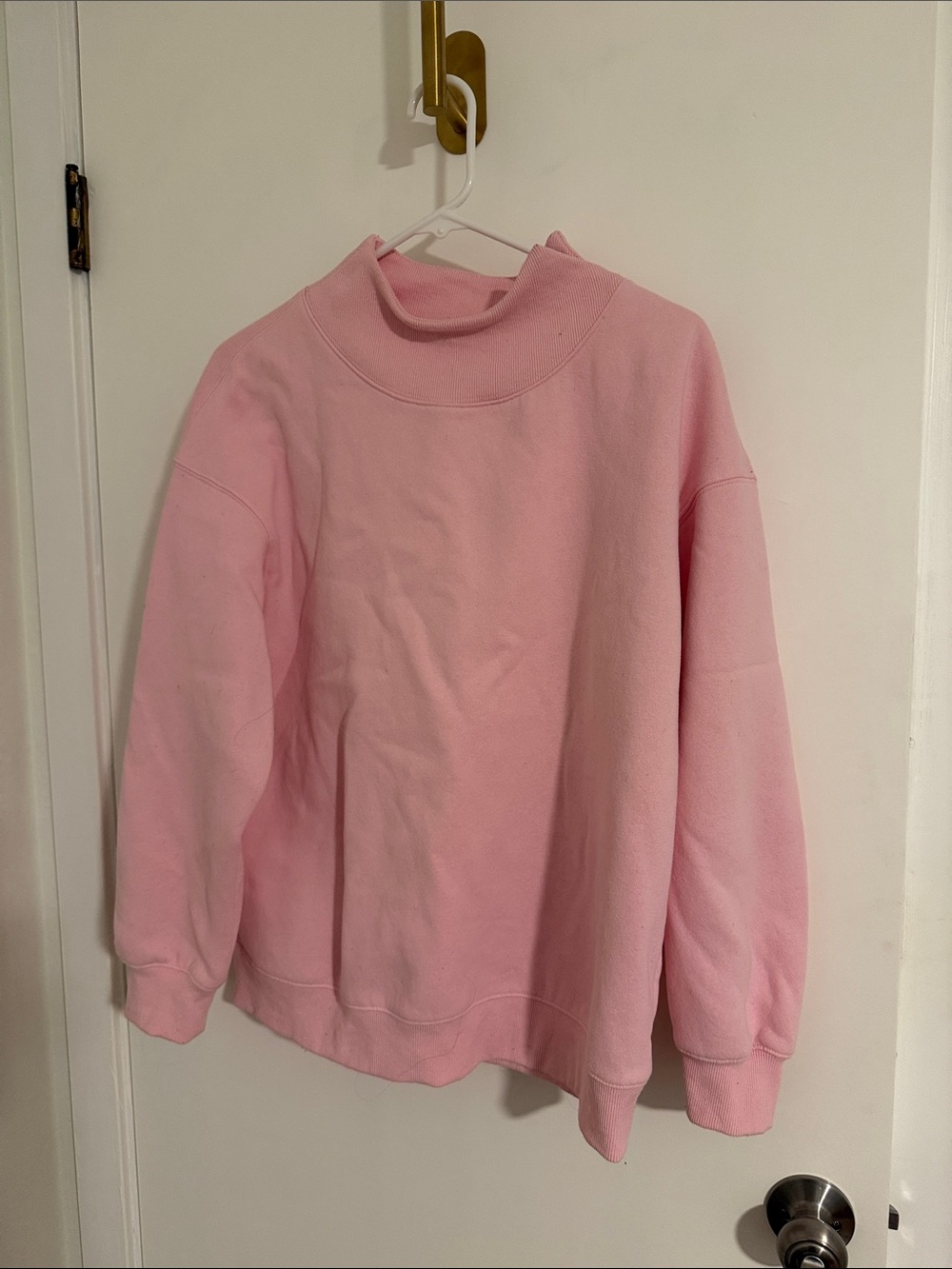 Women's Pink Mock Neck Sweater - Relaxed Fit